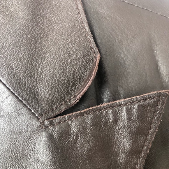 Kasper 100% Genuine Leather brown Jacket with two pockets - Picture 3 of 12